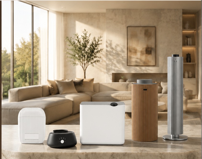 ANAXO scent diffuser collection in a luxury living room